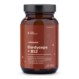 AURA HERBALS Mycodrop, Cordyceps 30:1 + B12, 30% beta-glukan (60 kaps.)