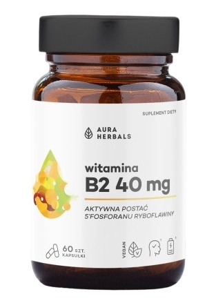 AURA HERBALS Witamina B2 R-5-P 40 mg, ryboflawina (60 kaps.)