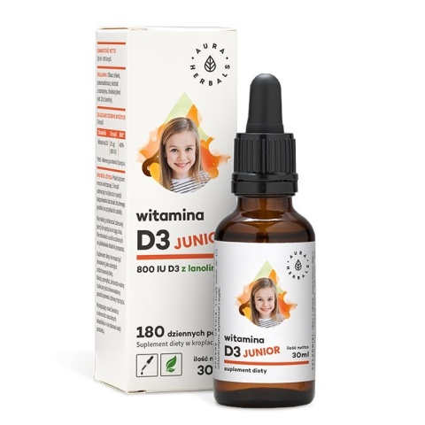 AURA HERBALS Witamina D3 Junior 800 IU - w kroplach (30 ml)