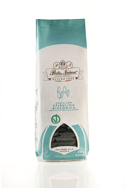 MAKARON (RYŻOWY RAZOWY ZE SPIRULINĄ) PENNE BEZGLUTENOWY BIO 250 g - PASTA NATURA