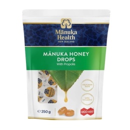 MANUKA HEALTH Cukierki z Miodem Manuka MGO™ 400+, Propolisem i witaminą C suplement diety (255 g)