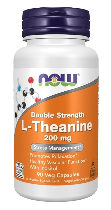 NOW FOODS Double Strength L-Theanine 200 mg - L-Teanina 200 mg (90 kaps.)
