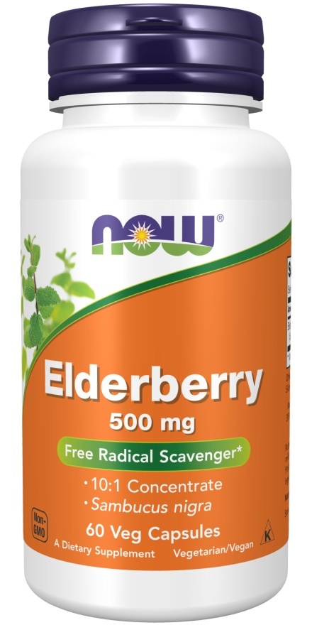 NOW FOODS Elderberry 500 mg Bez Czarny (120 kaps.)