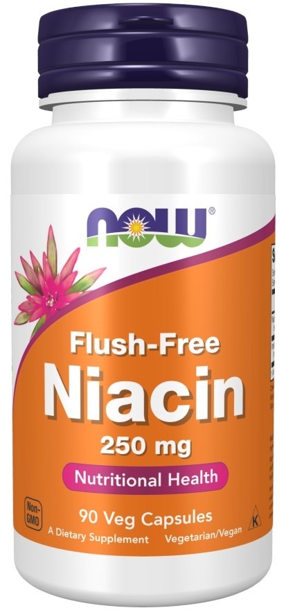 NOW FOODS Flush-Free Niacin 250 mg - Niacyna Flush Free (90 kaps.)