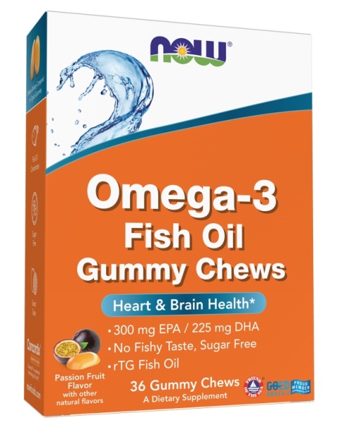 NOW FOODS Omega 3 Fish Oil Żelki o smaku marakui (36 żelkek)