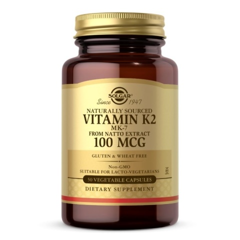 SOLGAR Naturally Sourced Vitamin K2 MK-7 - Naturalna witamina K2 z natto 100 mcg (50 kaps.)