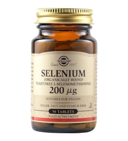 SOLGAR Selenium (Yeast Free) - Selen (nie zawiera drożdży) 200 mcg (50 tabl.)