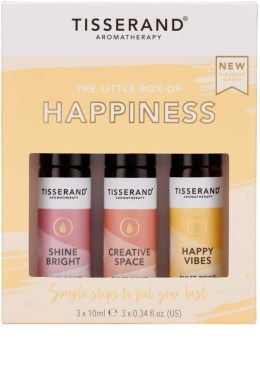 TISSERAND AROMATHERAPY The Little Box of Happiness - Zestaw olejków eterycznych roll-on na lepsze samopoczucie (3 x 10 ml)