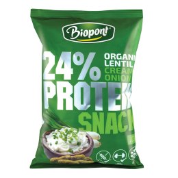 CHRUPKI PROTEINOWE O SMAKU ŚMIETANKI Z CEBULĄ BEZGLUTENOWE BIO 50 g - BIOPONT