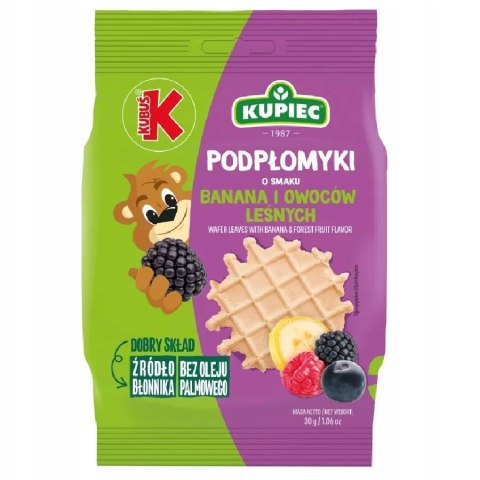 1 Podpłomyki mini o smaku banana i owoców leśnych Kubuś, 30g PROMO