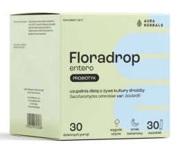 AURA HERBALS Floradrop Entero, Saccharomyces boulardii, probiotyk (30 saszetek)
