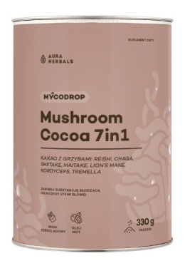 AURA HERBALS Mycodrop Cocoa, kakao z grzybami 7 in 1 (330 g)