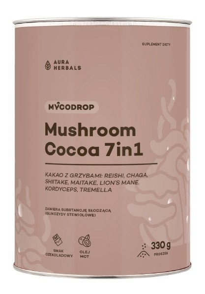 AURA HERBALS Mycodrop Cocoa, kakao z grzybami 7 in 1 (330 g)
