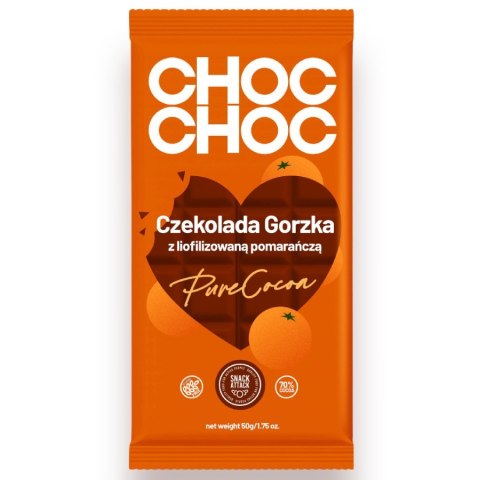 Czekolada gorzka 70% z liofilizowaną pomarańczą CHOC CHOC, 50g