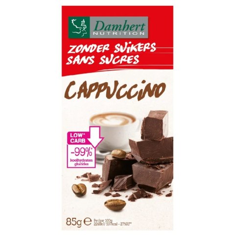 Czekolada o smaku Cappuccino b/cukru i b/glutenu Damhert, 85g