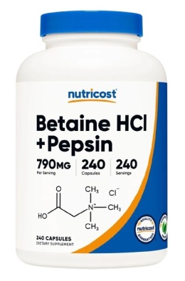 NUTRICOST Betaine HCl + Pepsin - Betaina HCl z pepsyną (240 kaps.)