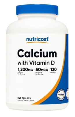 NUTRICOST Calcium with Vitamin D3 - Wapń + Witamina D3 (240 tabl.)