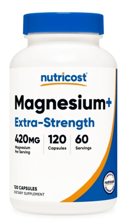 NUTRICOST Magnesium+ Extra Strength - Tlenek magnezu + Glicynian magnezu (120 kaps.)
