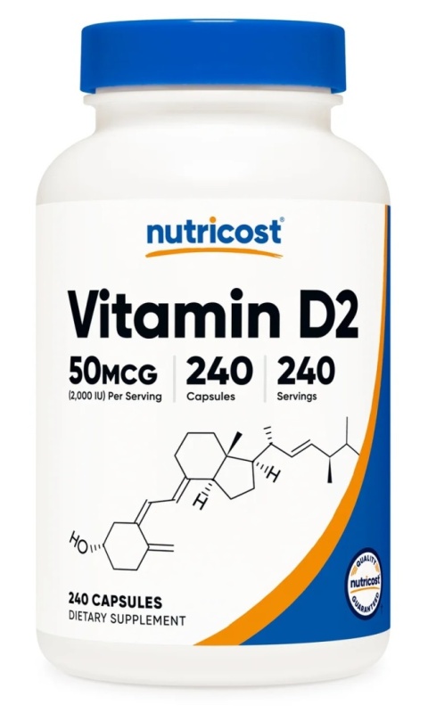 NUTRICOST Vitamin D2 50 mcg - Witamina D2 ergokalcyferol (240 kaps.)