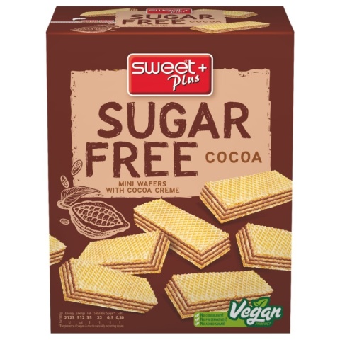 Wafelki SUGAR FREE z kremem kakaowym, 180 g