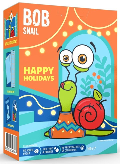 ZESTAW ŚWIĄTECZNY - PRZEKĄSKI OWOCOWE Z ZABAWKĄ I NAKLEJKĄ BEZ DODATKU CUKRÓW BEZGLUTENOWE 140 g - BOB SNAIL (PRODUKT SEZONOWY)