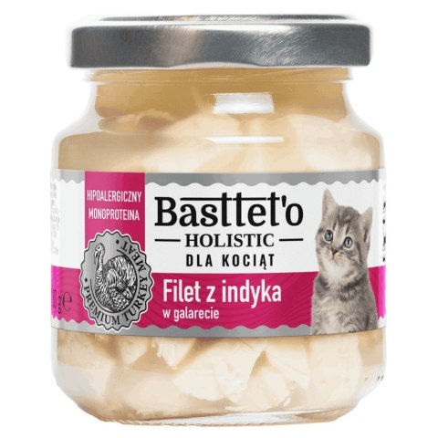 Filet z indyka w galarecie dla kociąt BASTTETO HOLISTIC, 130g 4820185493727