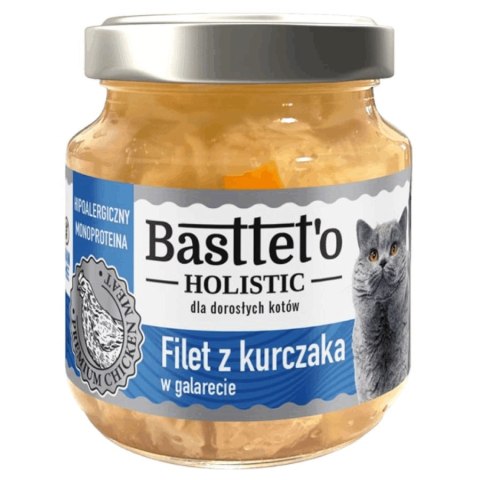 Filet z kurczaka w galarecie dla kotów BASTTETO HOLISTIC, 130g