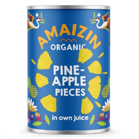 ANANAS KAWAŁKI W SOKU WŁASNYM BIO 400 g (250 g) - AMAIZIN