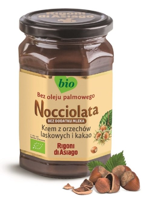 KREM WEGAŃSKI Z ORZECHÓW LASKOWYCH I KAKAO BEZGLUTENOWY BIO 250 g - RIGONI DI ASIAGO (NOCCIOLATA)