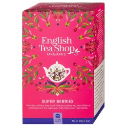 HERBATKA Z HIBISKUSEM, ROOIBOS, TRUSKAWKAMI, BORÓWKAMI I MALINAMI BIO (20 x 2,25 g) 45 g - ENGLISH TEA SHOP ORGANIC