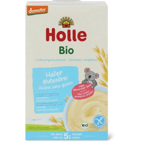 KASZKA OWSIANA PEŁNOZIARNISTA BEZ DODATKU CUKRÓW BEZGLUTENOWA OD 5 MIESIĄCA DEMETER BIO 250 g - HOLLE