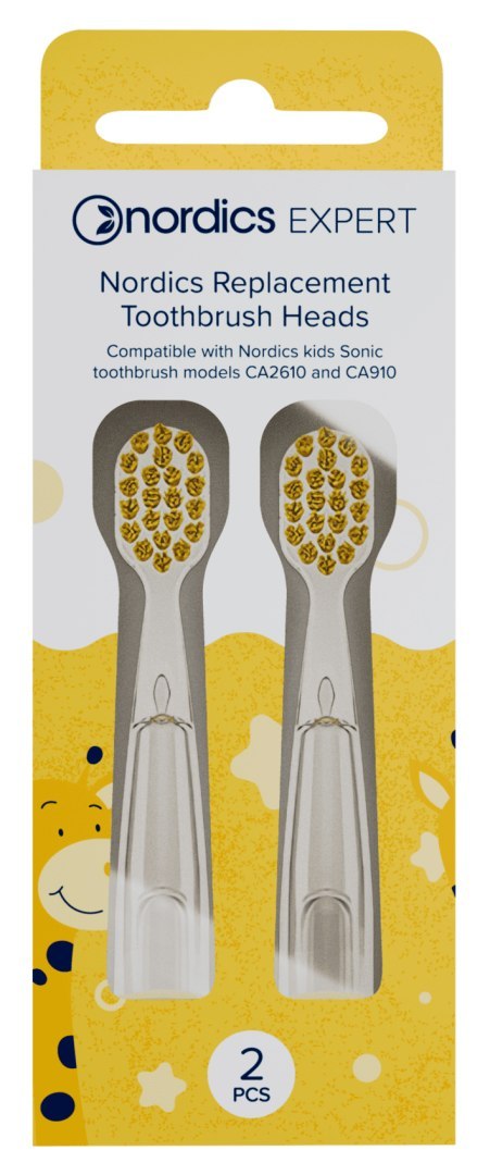KOŃCÓWKI DO SZCZOTECZKI SONICZNEJ CA910 DLA DZIECI ŻÓŁTE - NORDICS EXPERT