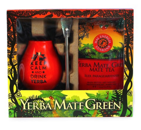ZESTAW EXCLUSIVE (YERBA MATE MAS ENERGIA GUARANA 400 g, MATERO, BOMBILLA) - YERBA MATE GREEN