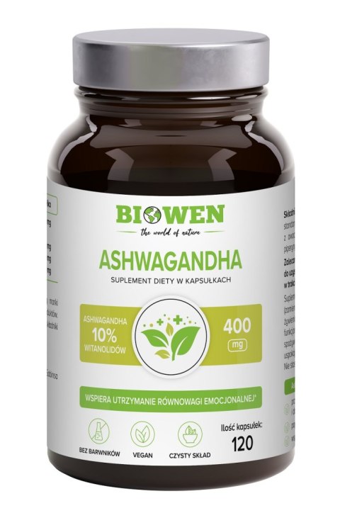 ASHWAGANDHA EKSTRAKT (400 mg) 120 KAPSUŁEK - BIOWEN