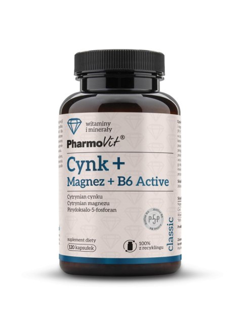 CYNK + MAGNEZ + WITAMINA B6 ACTIVE BEZGLUTENOWY 120 KAPSUŁEK - PHARMOVIT (CLASSIC)