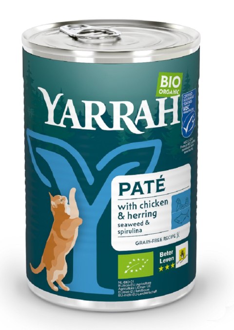 (DLA KOTA) PASZTET Z KURCZAKIEM, ŚLEDZIEM I ALGAMI MORSKIMI BIO 400 g - YARRAH