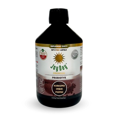 KONCENTRAT NAPOJU PROBIOTYCZNEGO KURKUMA IMBIR PIEPRZ BEZGLUTENOWY BIO 500 ml - JOY DAY