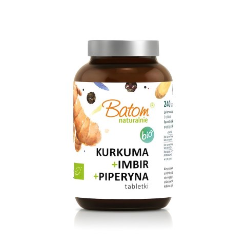 KURKUMA + IMBIR + PIPERYNA BIO 240 TABLETEK - BATOM