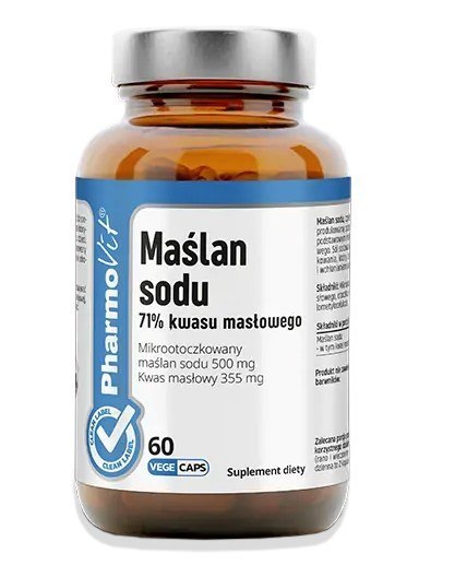 MAŚLAN SODU (500 mg) BEZGLUTENOWY 60 KAPSUŁEK - PHARMOVIT (CLEAN LABEL)
