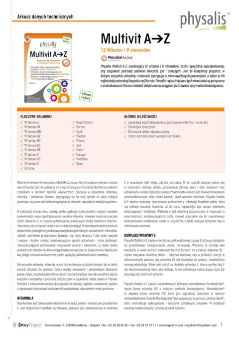 MULTIWITAMINA (MULTIVIT A - Z) 45 TABLETEK - PHYSALIS