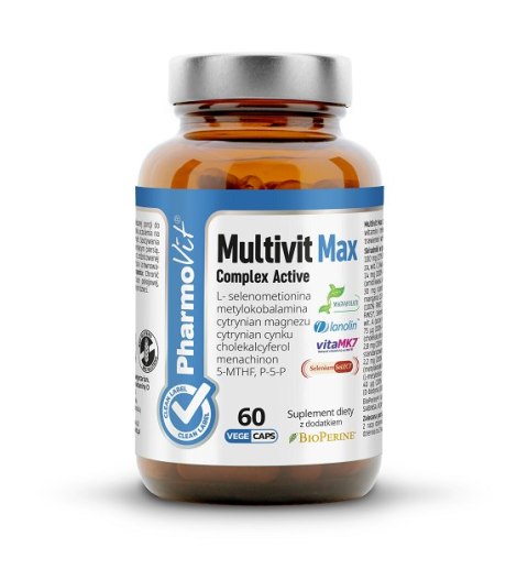 MULTIWITAMINA (MULTIVIT MAX COMPLEX ACTIVE) BEZGLUTENOWE 60 KAPSUŁEK - PHARMOVIT (CLEAN LABEL)