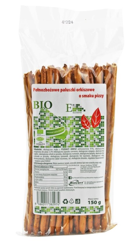 PALUSZKI ORKISZOWE PEŁNOZIARNISTE O SMAKU PIZZY BIO 150 g - ENVOY