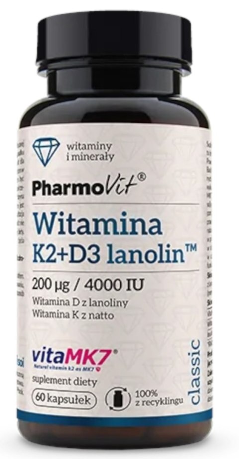 WITAMINA K2 + D3 BEZGLUTENOWA 60 KAPSUŁEK - PHARMOVIT (CLASSIC)