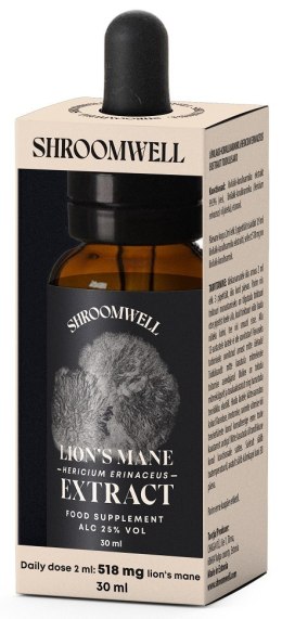 GRZYBY SOPLÓWKA JEŻOWATA (LION'S MANE) EKSTRAKT W KROPLACH 30 ml - SHROOMWELL