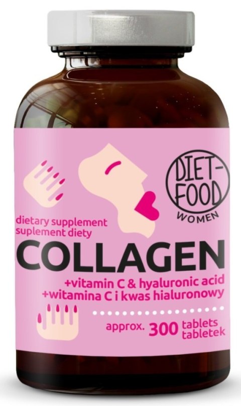 KOLAGEN + KWAS HIALURONOWY + WITAMINA C 300 TABLETEK - DIET-FOOD