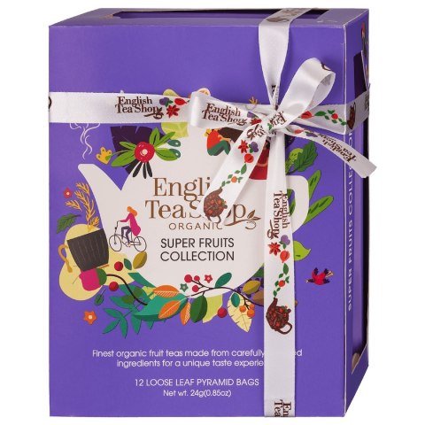 KOLEKCJA HERBATEK OWOCOWYCH BIO PIRAMIDKI (SUPER FRUITS - 6 SMAKÓW) (12 x 2 g) 24 g - ENGLISH TEA SHOP ORGANIC