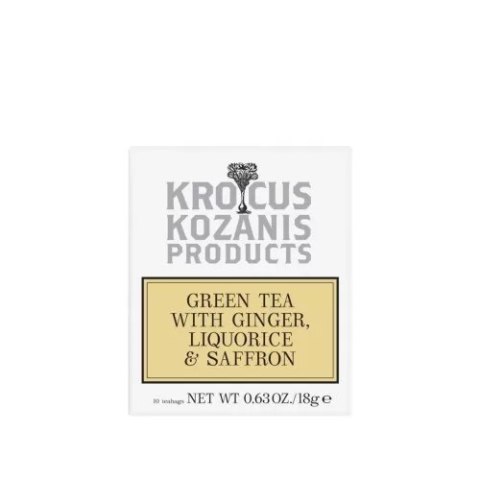 Krocus Kozanis herbata zielona z imbirem, lukrecjąi i szafranem (10 torebek) 18g