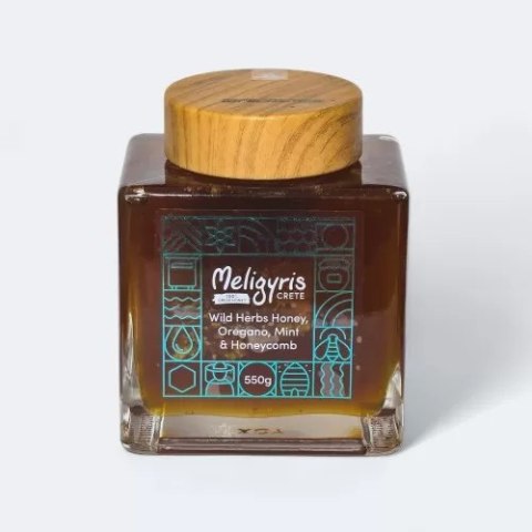Meligyris miód z Krety dzikie zioła, oregano, mieta i plaster miodu 550g