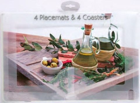 Podkładki pod talerze i kubki oliwka 4 szt.