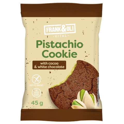 Ciastko pistacjowe z kakao i białą czekoladą Frank&Oli, 45g
